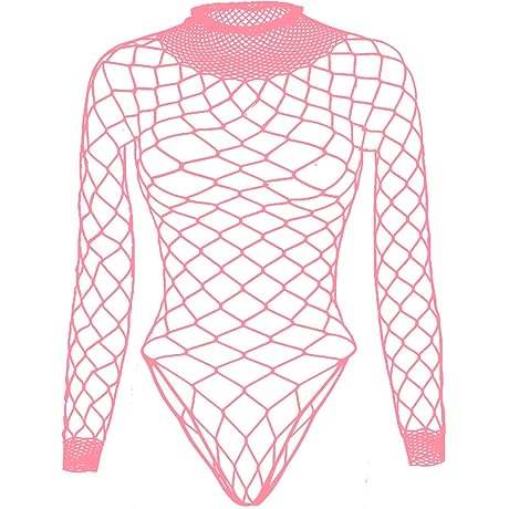 Pink Fishnet Bodysuit Top