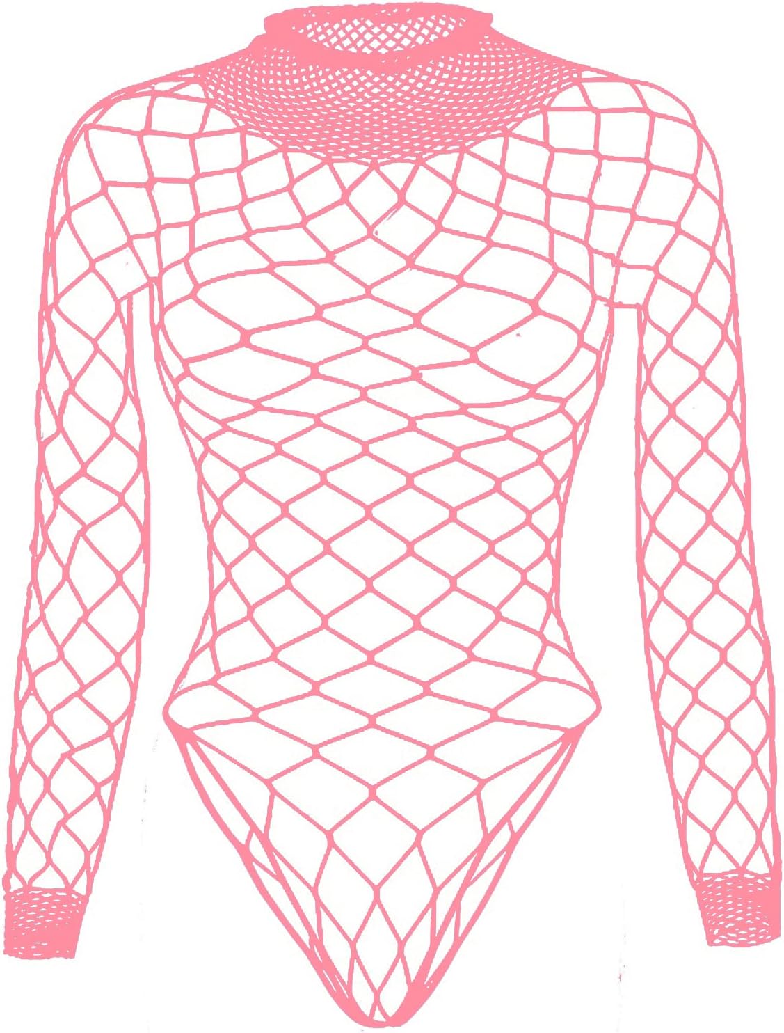 Fishnet Bodysuit Top for Women Stretch One Piece Long Sleeve Mesh Rave Romper Body Suit
