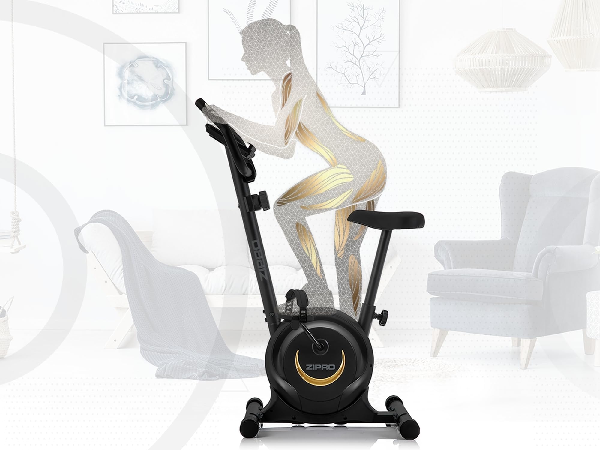 ZIPRO Cyclette da Casa con 8 Livelli di Resistenza Magnetica, Supporto per Smartphone, Schermo LCD, Sella Regolabile, Cyclette per Casa per Più Esercizi, Ciclette Professionale da Camera (One S)