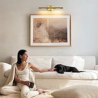 Vista 10 de Luz de cuadro roscada de cableado fijo, luz de cuadro de latón de 24 pulgadas para pared, luces de arte doradas regulables, aplique giratorio