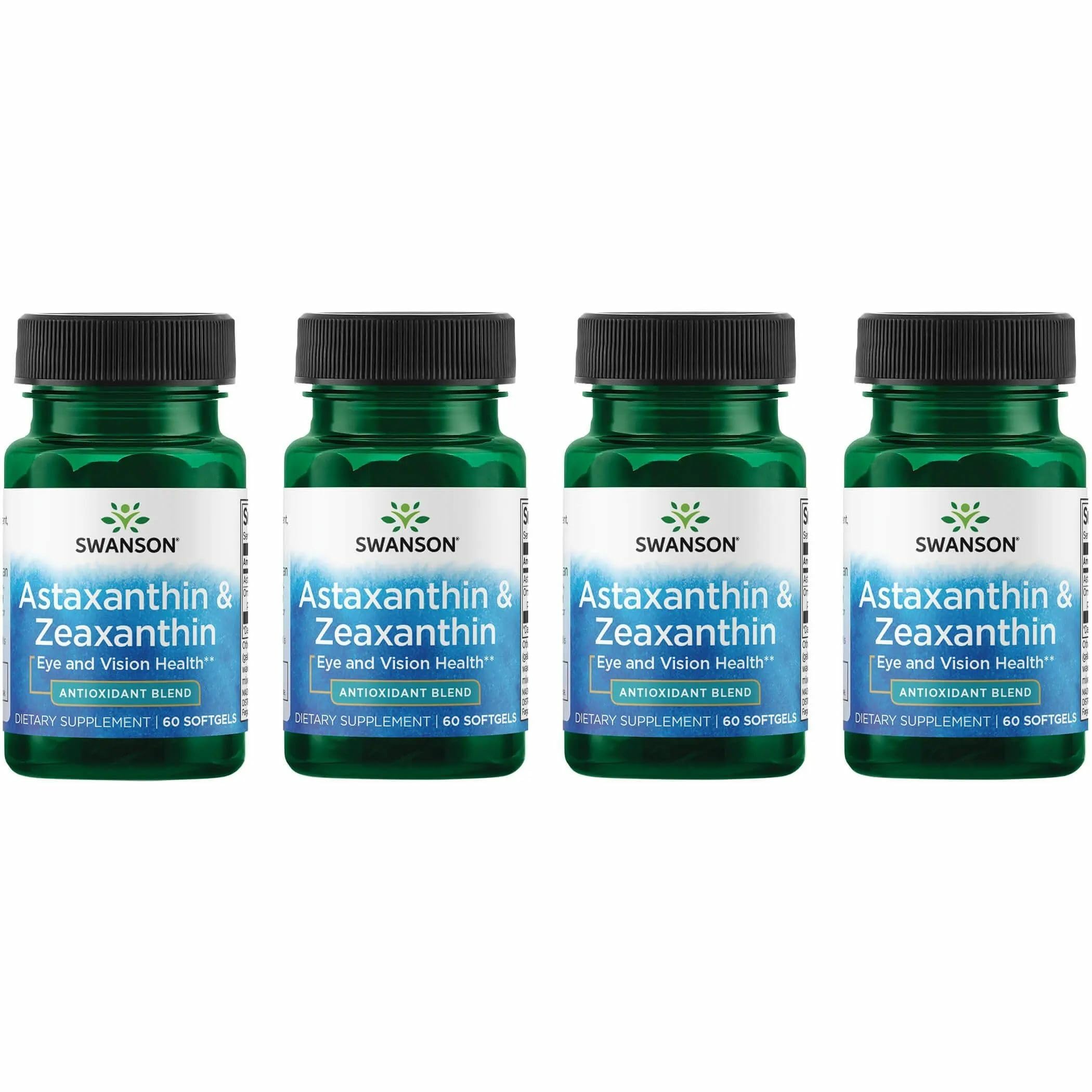 Swanson Astaxanthin & Zeaxanthin Eye Health Supplement, 60 Softgels, 4 Pack 60 Count (Pack of 4)