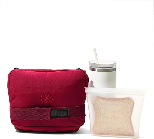 Miniatura 7 de Lonchera aislada para mujer, lonchera a prueba de fugas de 8L para el trabajo, se adapta a una comida completa o 6 latas (borgoña)