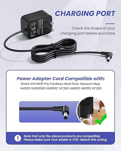 Miniatura 5 de Cargador de aspiradora compatible con Shark VM200 (antiguo) VM190 VM19026 VM20026 VM200C VC200 UM200 UM205 VC205 Fuente de alimentación inalámbrica