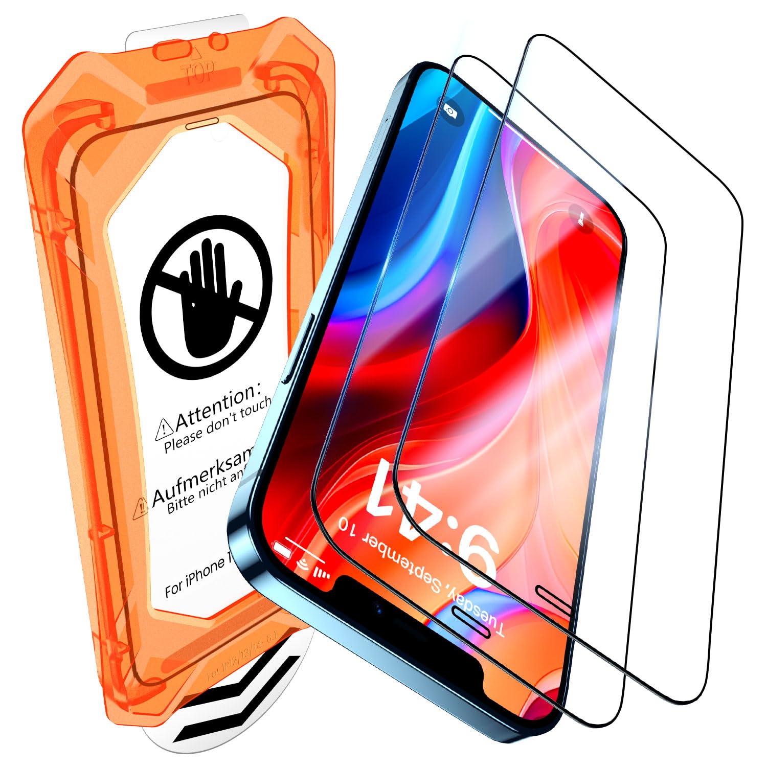 UniqueMe for iPhone 12 Pro Screen Protector - [Military Grade Shatterproof &amp; 9H+ Hardness] Screen Protector 12 Pro Tempered Glass Full Coverage Protection, Easy Installation, 2 Packs