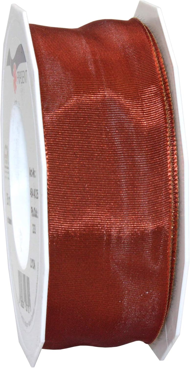 C.E. Pattberg Lyon Wired Taffeta Ribbon, Cinnamon, 40 mm-25 m