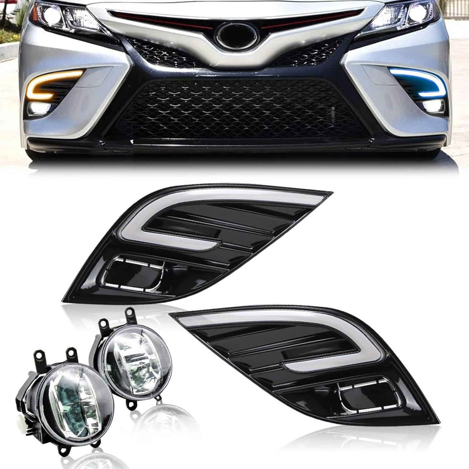 Fancemot LED Fog Lights White/Amber/Blue Switchback Daytime