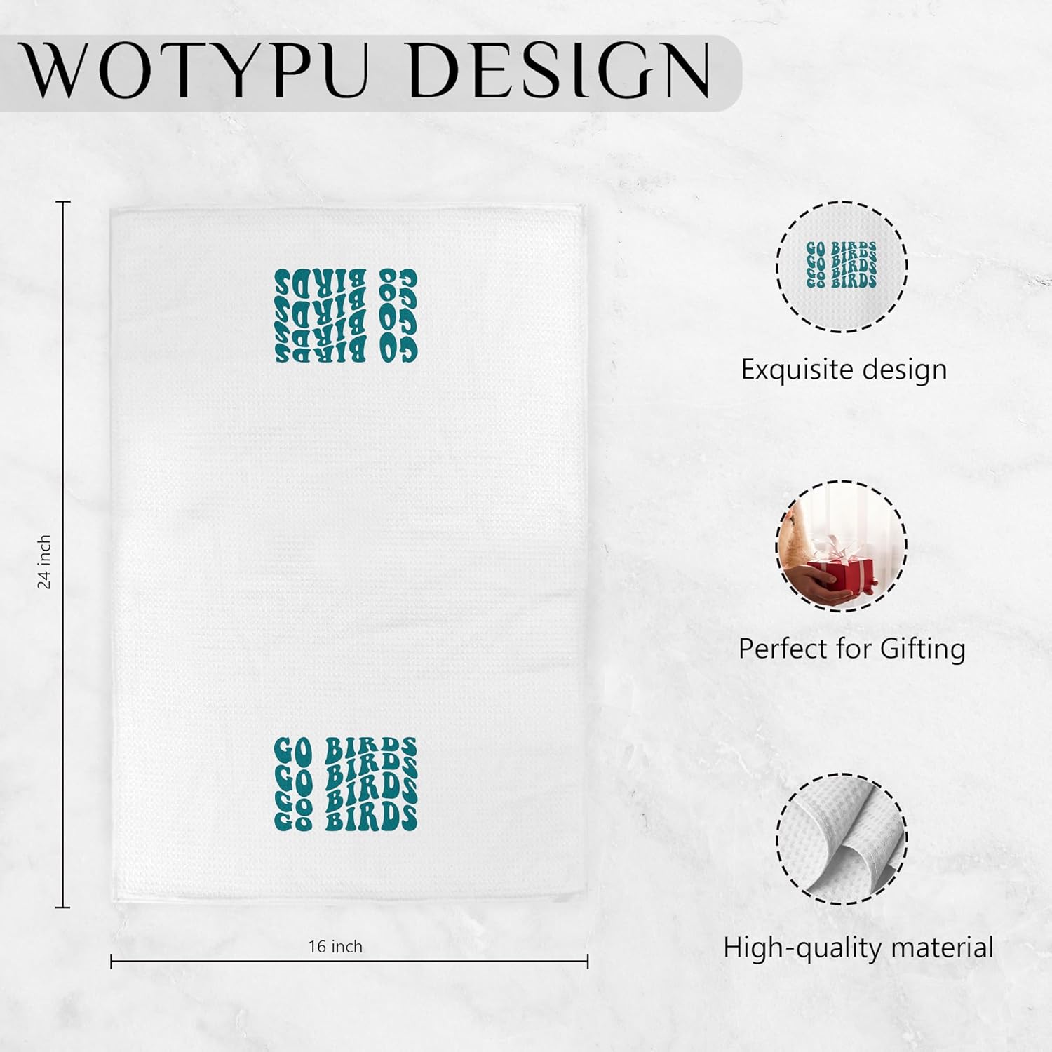 Go Birds Football Kitchen Towels, Gifts for Football Lovers Players Dish Tea Towels, Sport Lover Gifts Decorative Hand Towel for Bathroom, 16x24 Inch Set of 2 - Image 6