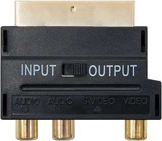 NanoCable 10.27.0051 - Adattatore con Scart SCART a RCA/SVIDEO, SCART/M-3xRCA/F + SVIDEO/F con interruttore, nero