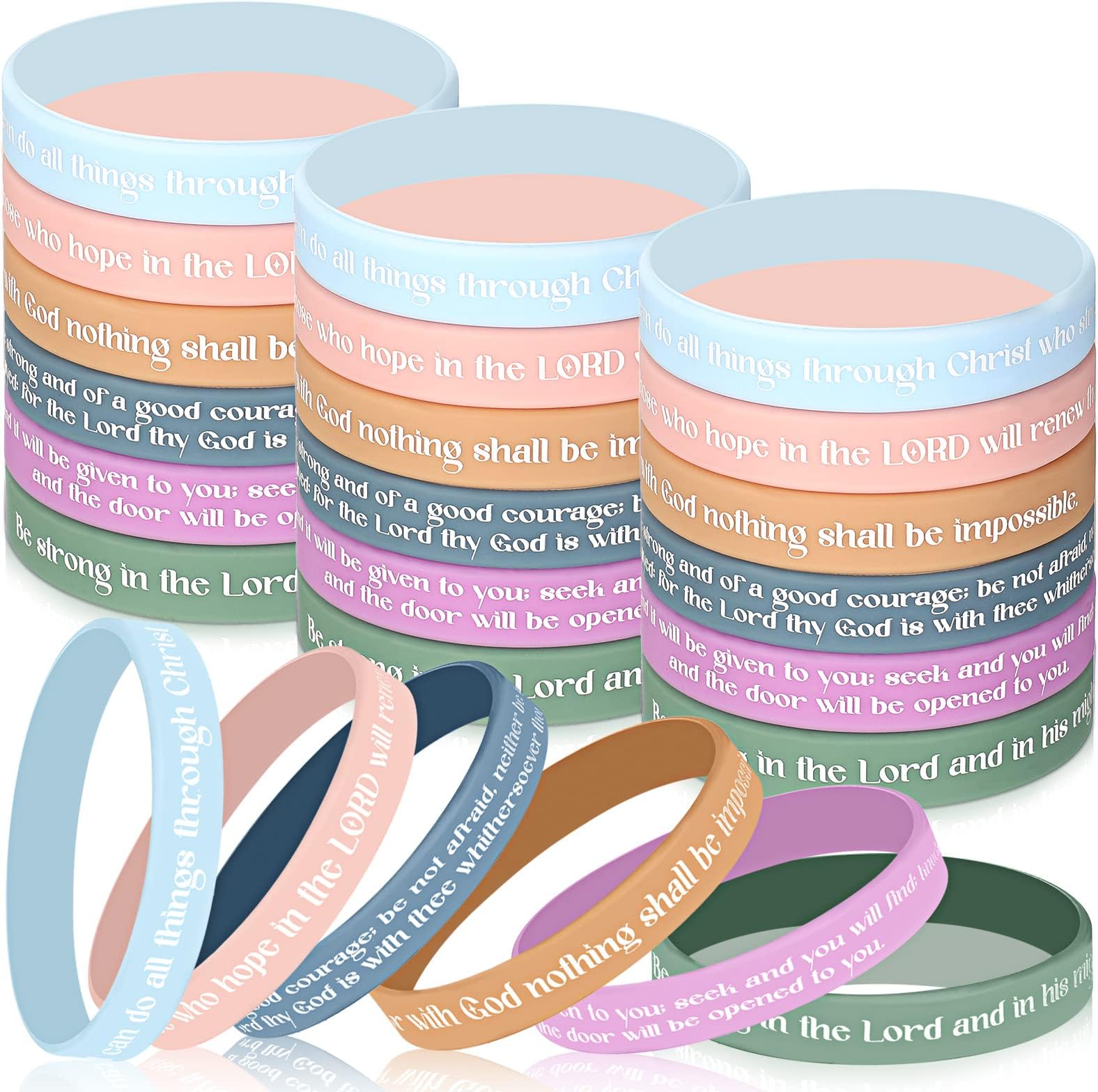 Yinkin 36 Pieces Christian Bible Bracelets Rubber Bible Verse Bracelets Religious Silicone Wristbands Inspirational Motivational Wristbands for Adults