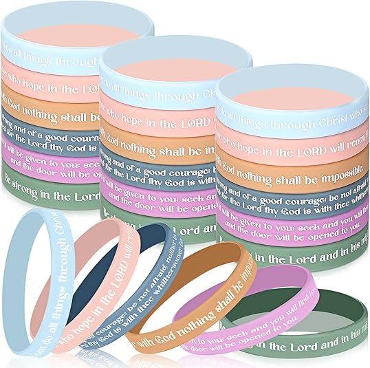Yinkin 36 Pieces Christian Bible Bracelets Rubber Verse Bracelets Religious Silicone Bracelet Inspirational Silicone Wristbands Motivational Rubber Wristbands Bible Verses Wristbands for Adults