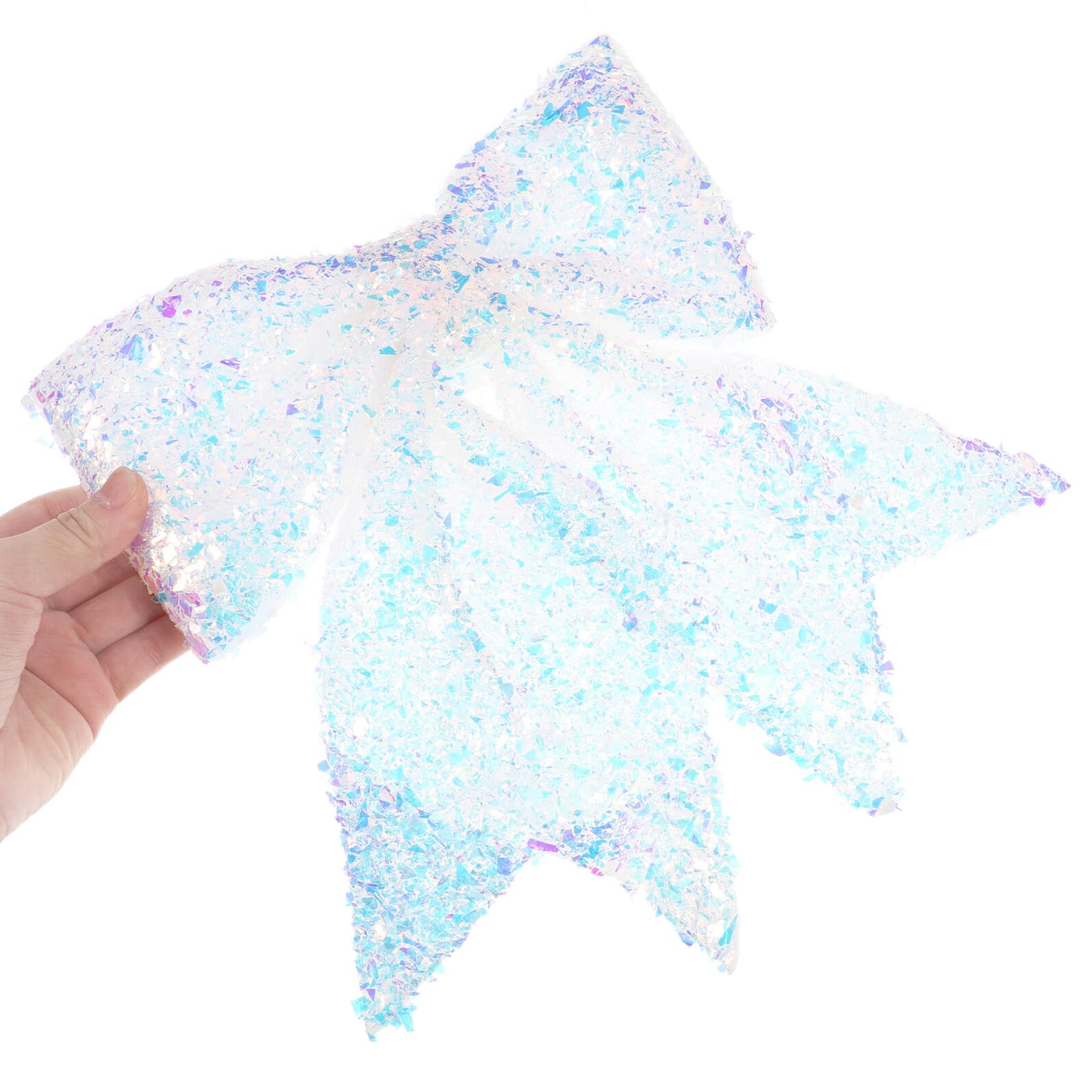 OUNONA Nœuds Décoratifs en Coton Perlé Blanc Scintillant Grand Nœud en Forme de Ruban Suspendu pour Sapin de Noël Ornements de Décoration Festive Réutilisables pour Couronne et Porte