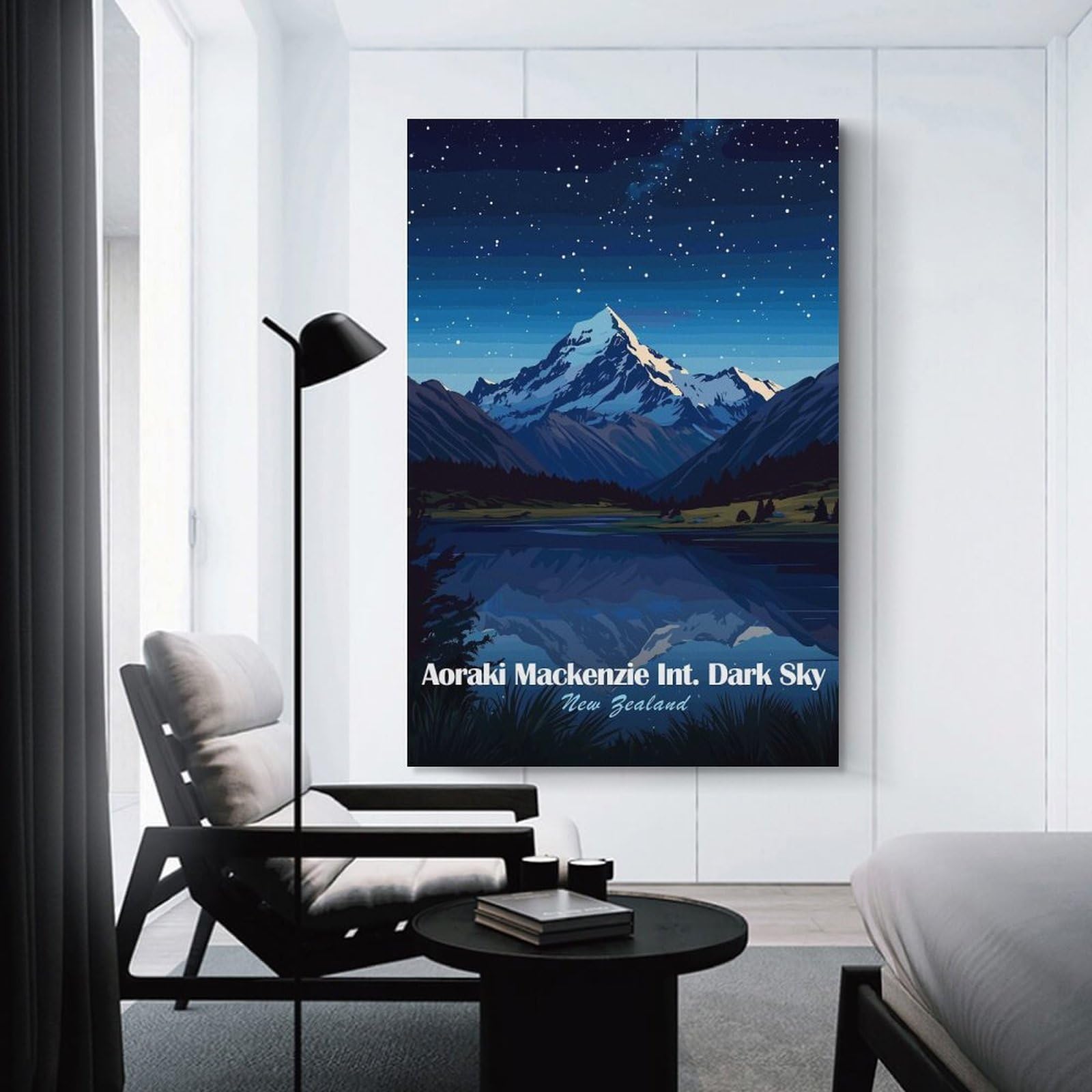 Junmoney Unframe-Style Aoraki Mackenzie Dark Sky Hanging Wall Art 12X18inch(30X45cm), For Bedroom Walls, Guest Spaces Or Lounges, Home Artwork With A Soft Interior Feel