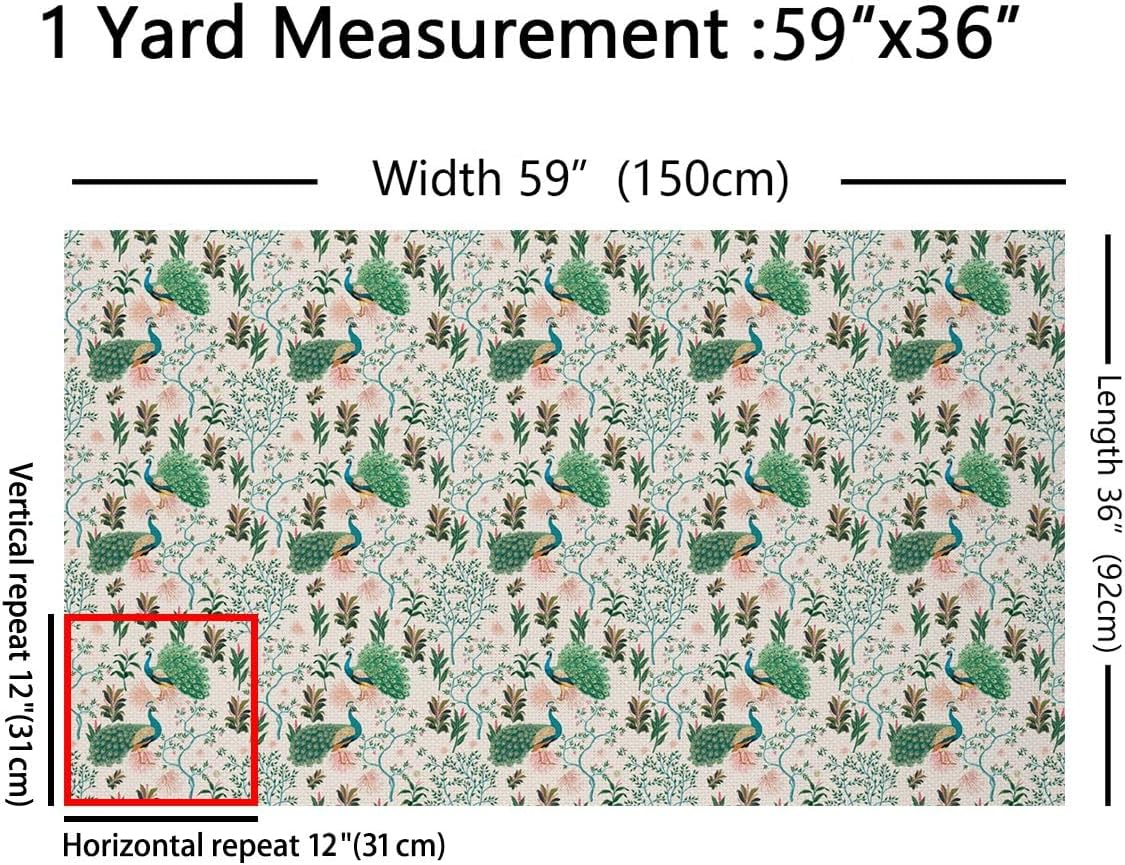 Kids Peacock Fabric by The Yard 3 Yards Animal Theme Upholstery Fabric for Chairs Peacock Feathers Design Decorative Waterproof Outdoor Tree Branches Pattern Luxury Outdoor