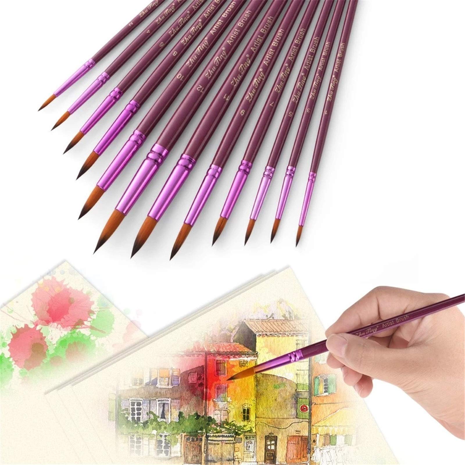 Pinselsets Professionelles 12-teiliges Pinsel-Set mit runden Spitzen für Anfänger Profis