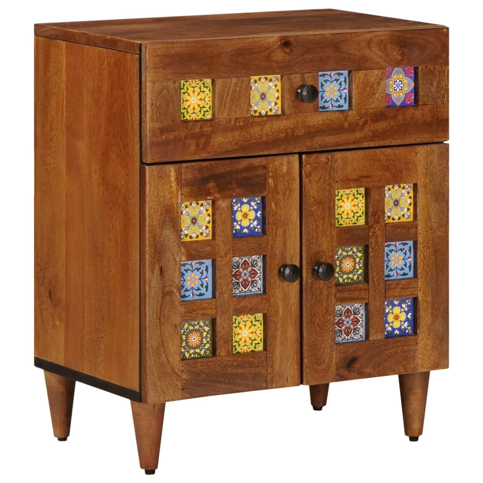Table de chevet en bois de mangue massif pour un rangement élégant de chambre
