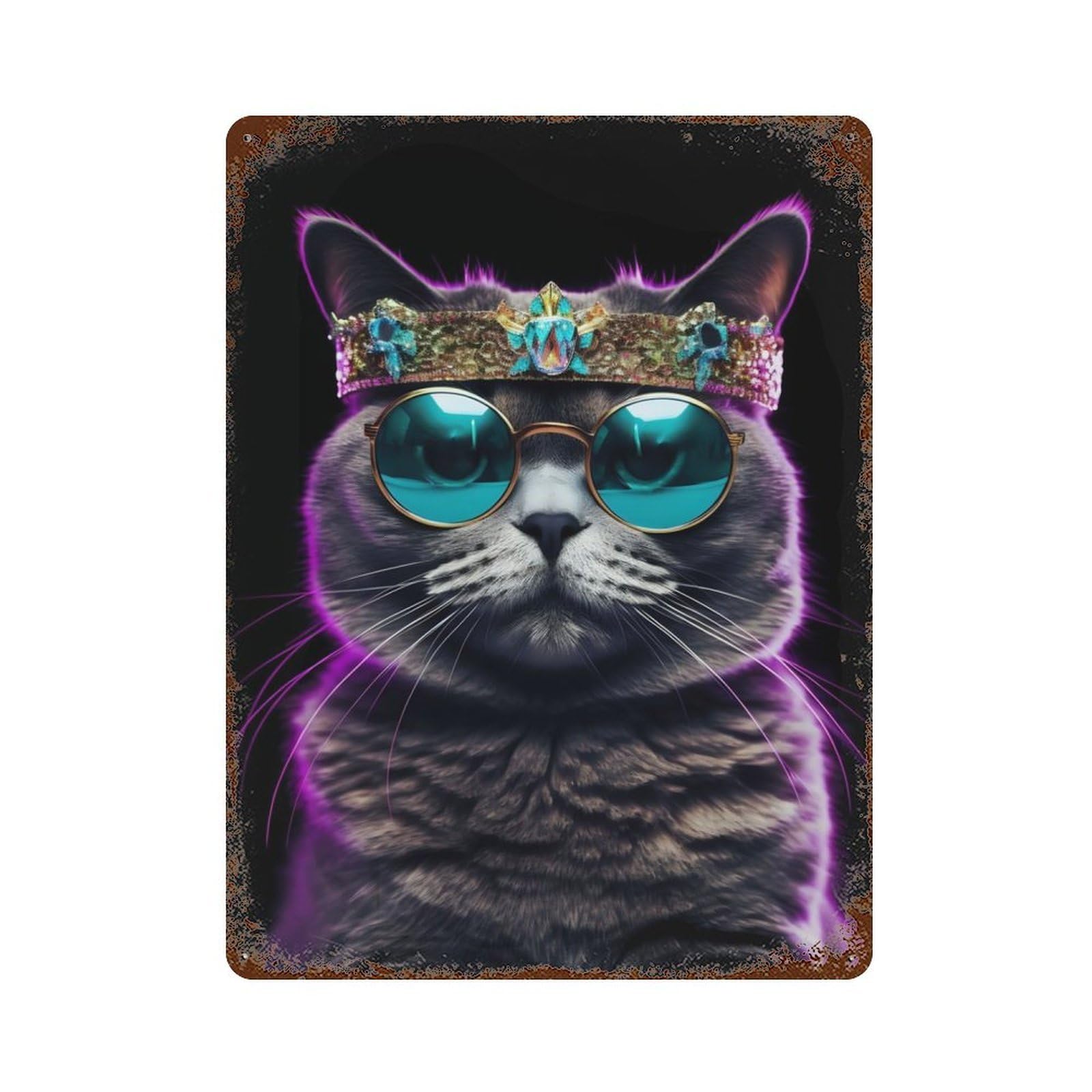 Queen of The House Aged Metal Wall Plaque 15.7"x11.8", Industrial Home Decor for Pub, Kitchen And Man Cave Decor