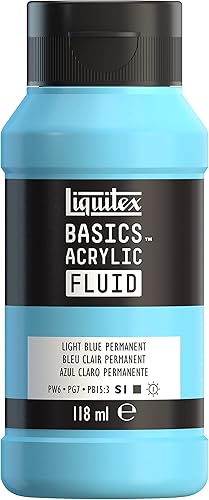 Liquitex BASICS Pintura Acrílica Fluida, Botella de 118ml (4 oz), Azul Claro Permanente