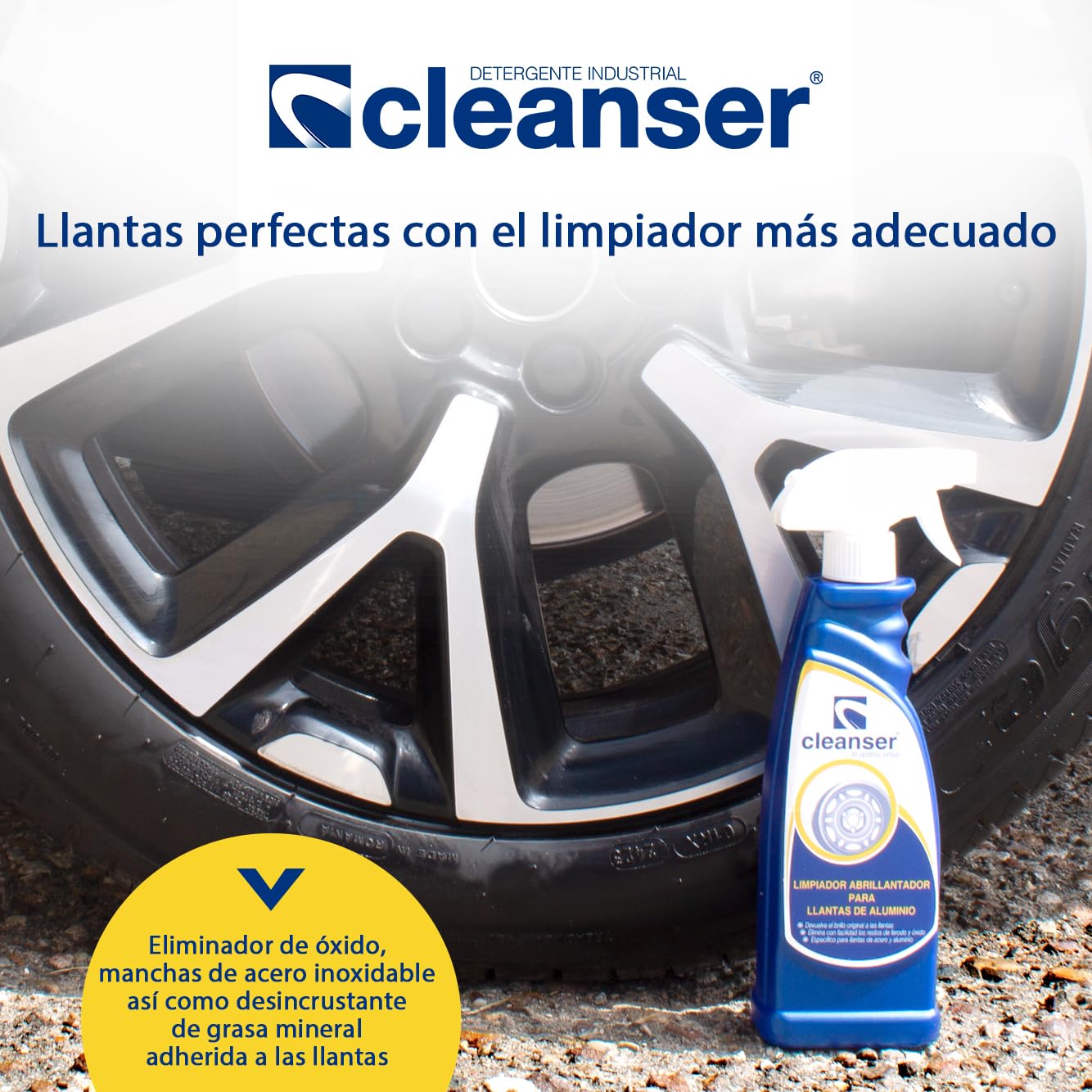 Cleanser. Limpiador Abrillantador de llantas de Aluminio | Detergente ácido | Limpiador de uso directo | Limpia llantas | Elimina óxidos (14x500mL)