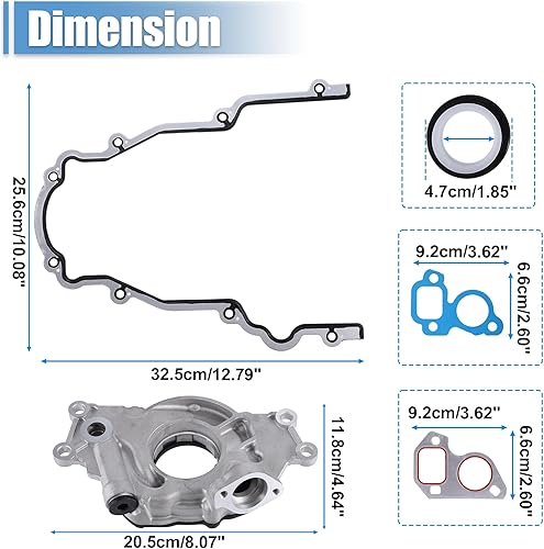 Miniatura 7 de X AUTOHAUX Bomba de aceite con tapa de distribución Kit No.12586665 Reemplazo para Chevrolet Silverado 1500 para GMC Sierra 1500 Junta de bomba de