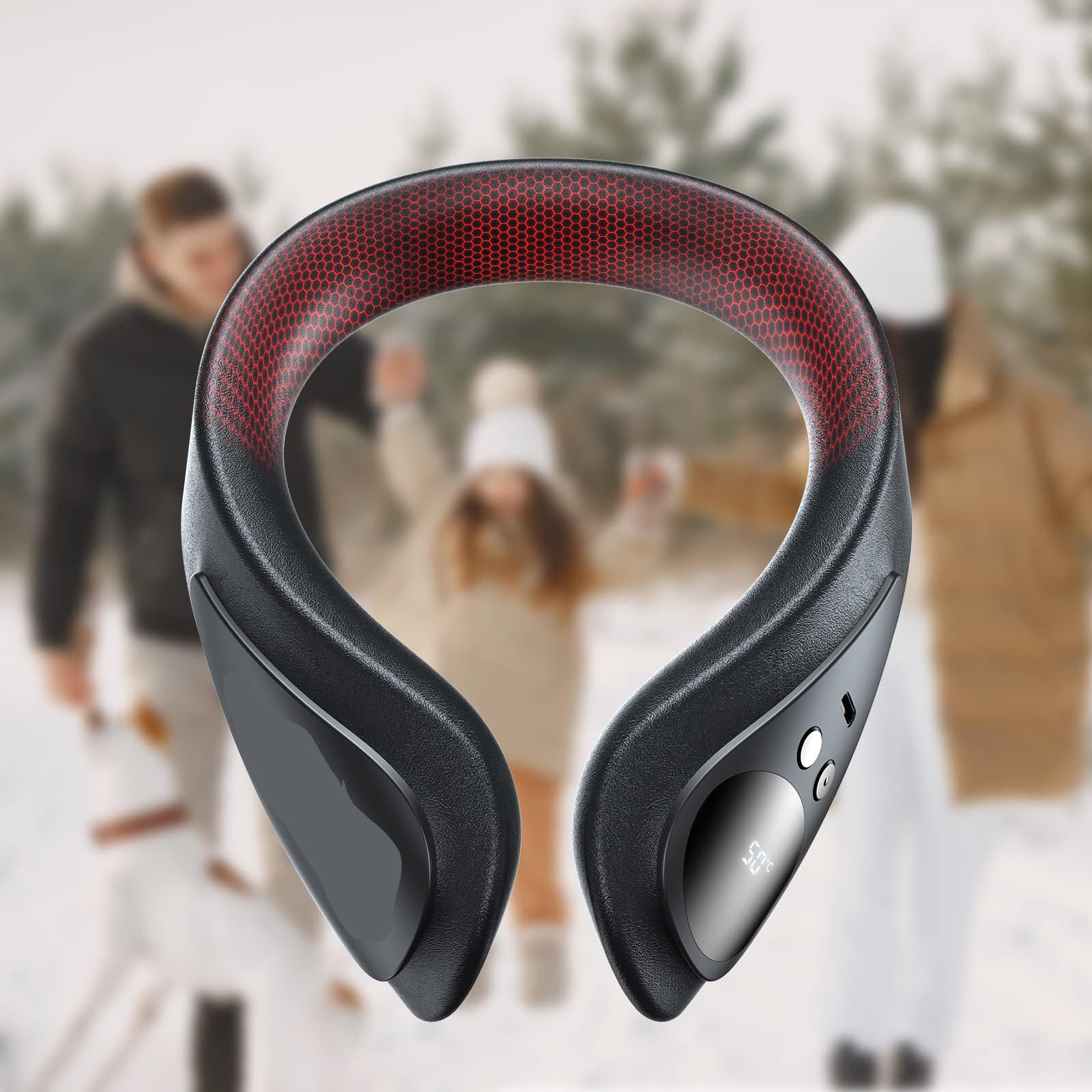 Portable Neck Warmer, Rechargeable Hand Warmers, Electric Neck Heater Heated Scarf Neck Wrap with Leather Surface, 36-58℃ Adjustable, Fast Heating Pad for Women Kids, for Neck Spasms, Arthritis