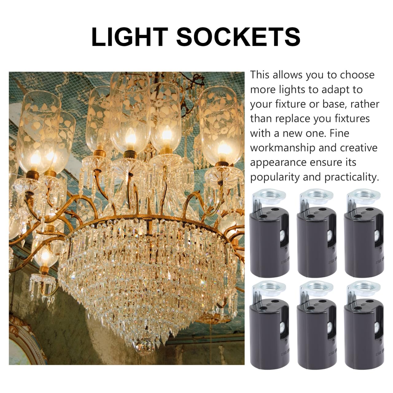OSALADI 6 Portalampada E14 In Ferro Color Oro - Coperture Per Candele A Goccia Per Lampadari