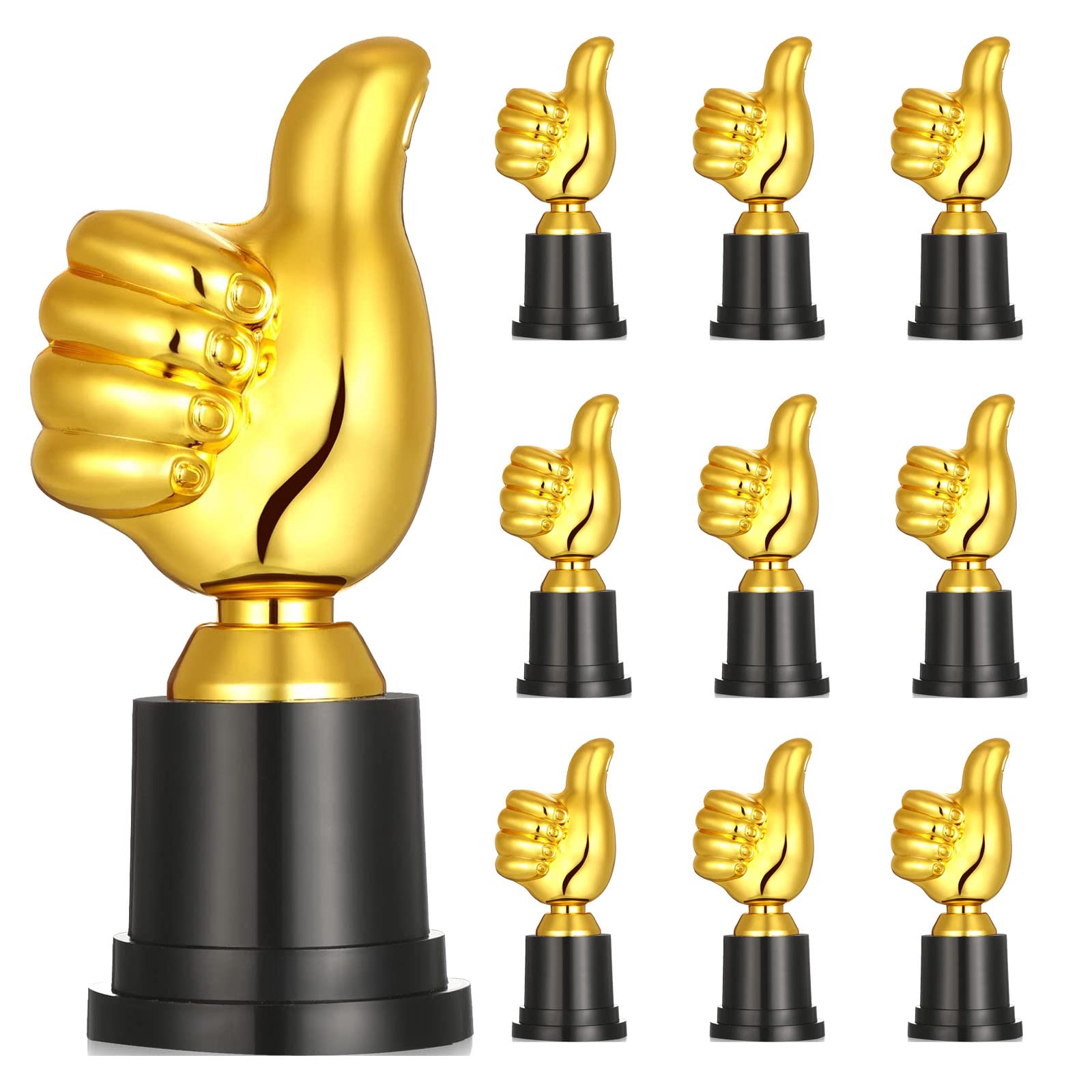 TERRIFI Plastic Gold Trophy Awards, 10 Pcs 5 Inch High Thumbs up Trophies, Funny School Trophy, Suitable for Party, Kids, Employee, Teacher