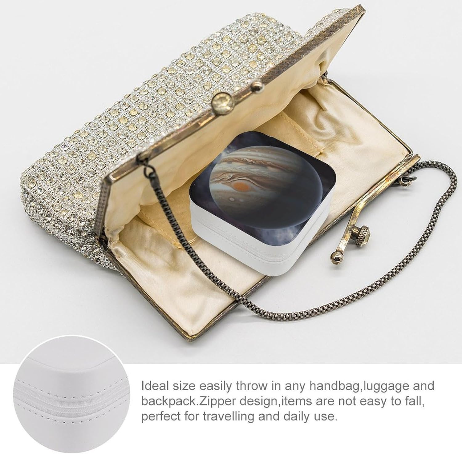 Small Travel Jewelry Case for Women Portable Compact Jewelry Organizer Box image 3