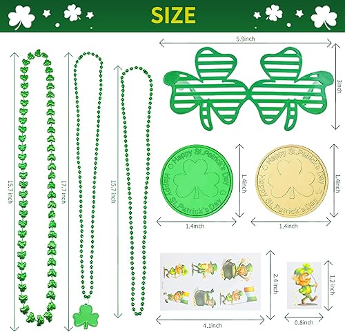 Miniatura 6 de 132 piezas de decoración del día de San Patricio accesorios para el día de San Patricio regalos de fiesta collares de gafas de trébol monedas de oro