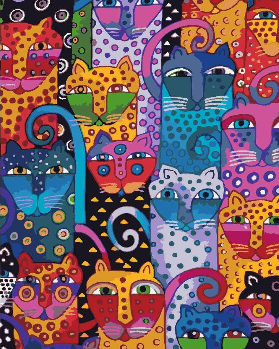 DIY Paint by Numbers Abstract Cat Art Painting Kits Kids