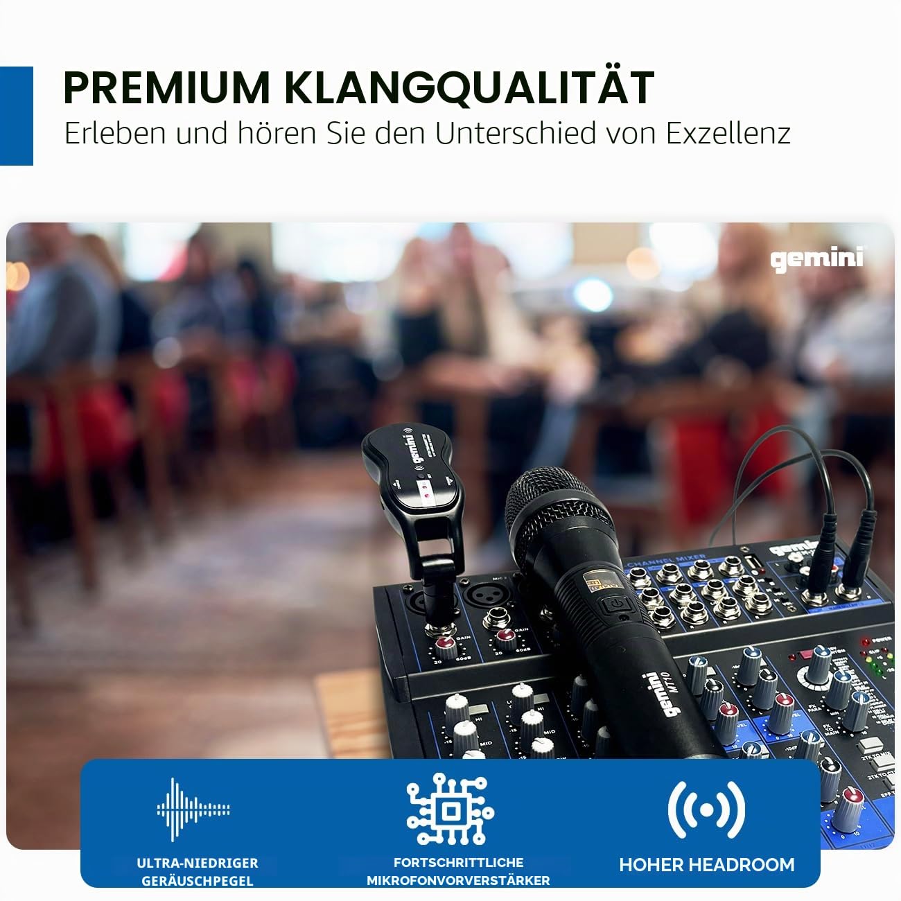 GEMINI GEM 12 USB Mixer / Bluetooth / USB Media Player / Streaming / 12 Kanäle / DSP Effekte / Phantomspeisung