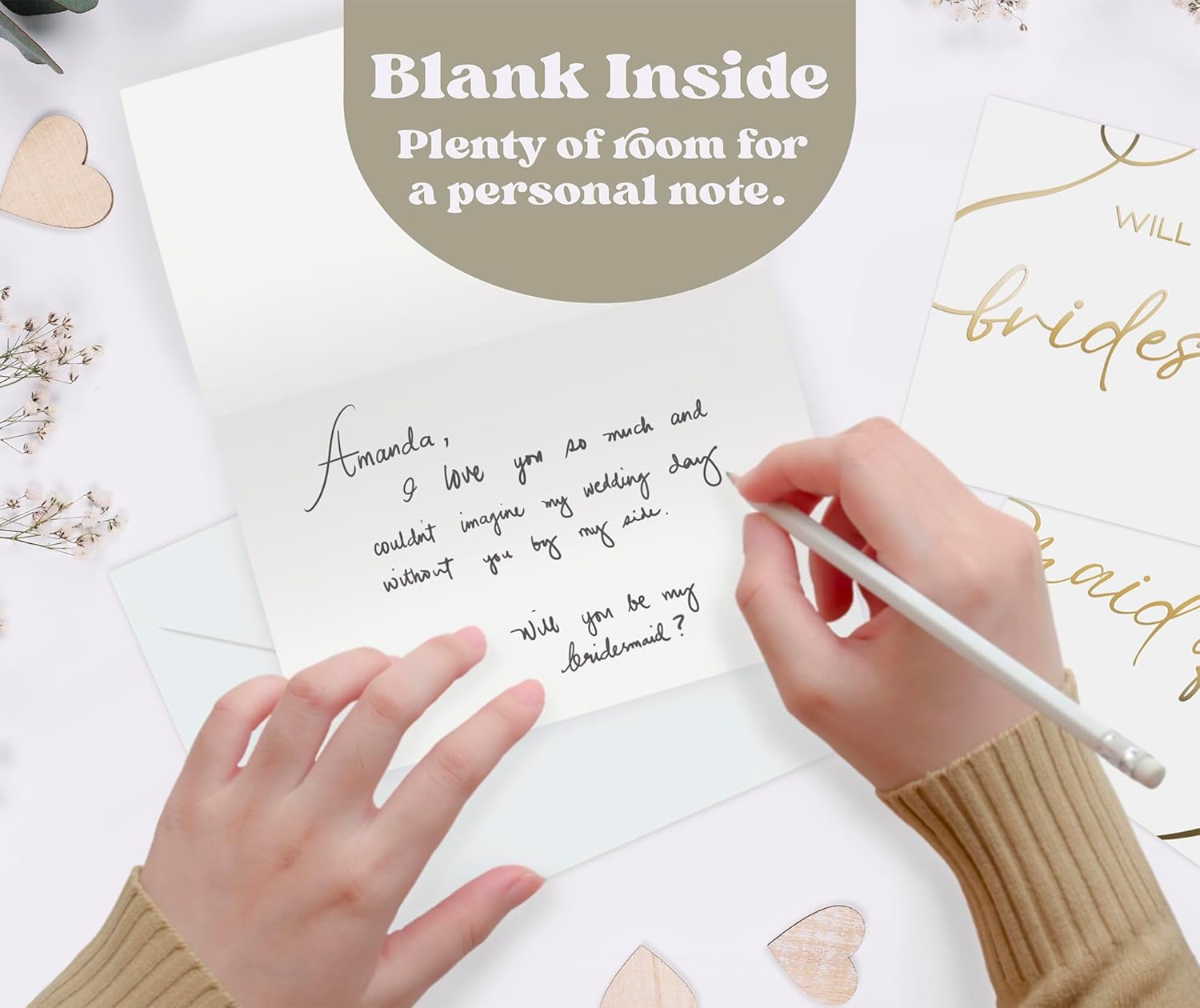 Honeyplum Bridesmaid Proposal Cards - 12 Cards With Envelopes - Includes Will You Be My Bridesmaid, Maid of Honor, Matron of Honor, Flower Girl Cards - Image 4