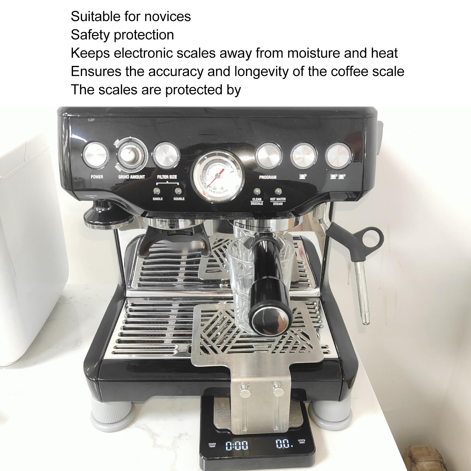 Support de balance électronique pour Machine à café, support en acier inoxydable à hauteur réglable pour préparer le café, Baristas (Noire)