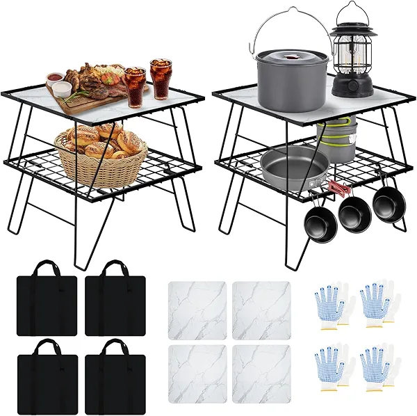 YEYINGZHUO Portable Small Camping Table, 16" x 16" x 8" Lightweight Folding Table, Portable Outdoor Picnic Table with Carry Bag for Hiking, Camping, Picnicking, BBQ, Outdoor Cooking (4PCs)