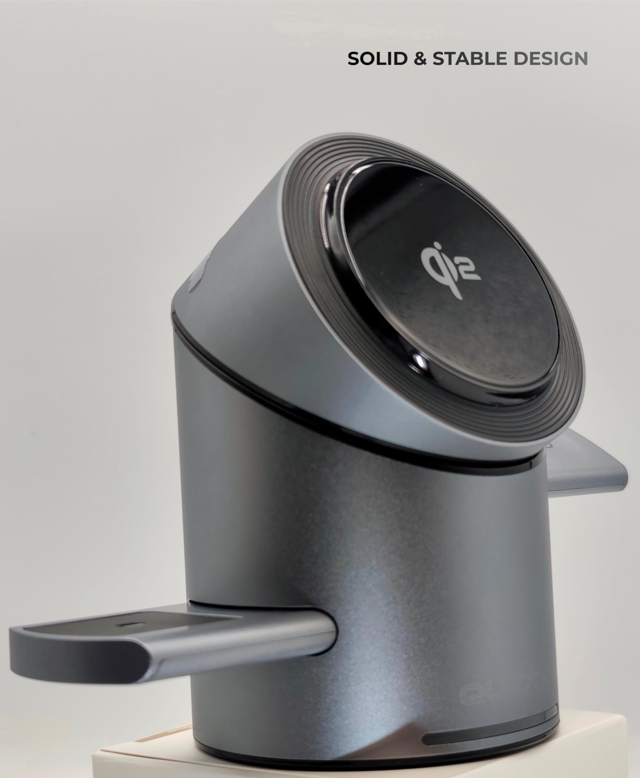 Caricatore in ALLUMINIO - Wireless 3-in-1 Qi2 Motorizzato – Ricarica Rapida 15W per iPhone, AirPods e Apple Watch – USB-C - Compatibile con smartphone con ricarica magnetica Qi -