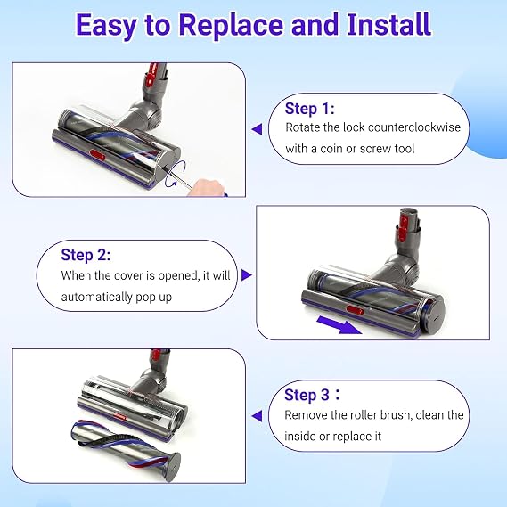 Upgrade High Torque Replacement Head Compatible with Dyson V11 V15 V10 V8 V7 SV10 SV11 SV12 SV14 SV15 SV22 Cordless Vacuum Cleaners, Replacement Vacuum Head with Anti-Tangle and Adjustable Suction