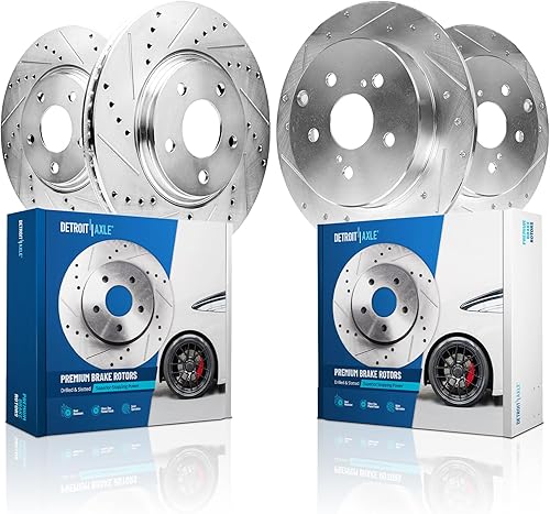 Miniatura 44 de Detroit Axle - Rotores de freno trasero para Mercedes-Benz C300 E350 E300 C350e, rotores de freno de disco perforados y ranurados Reemplazo :