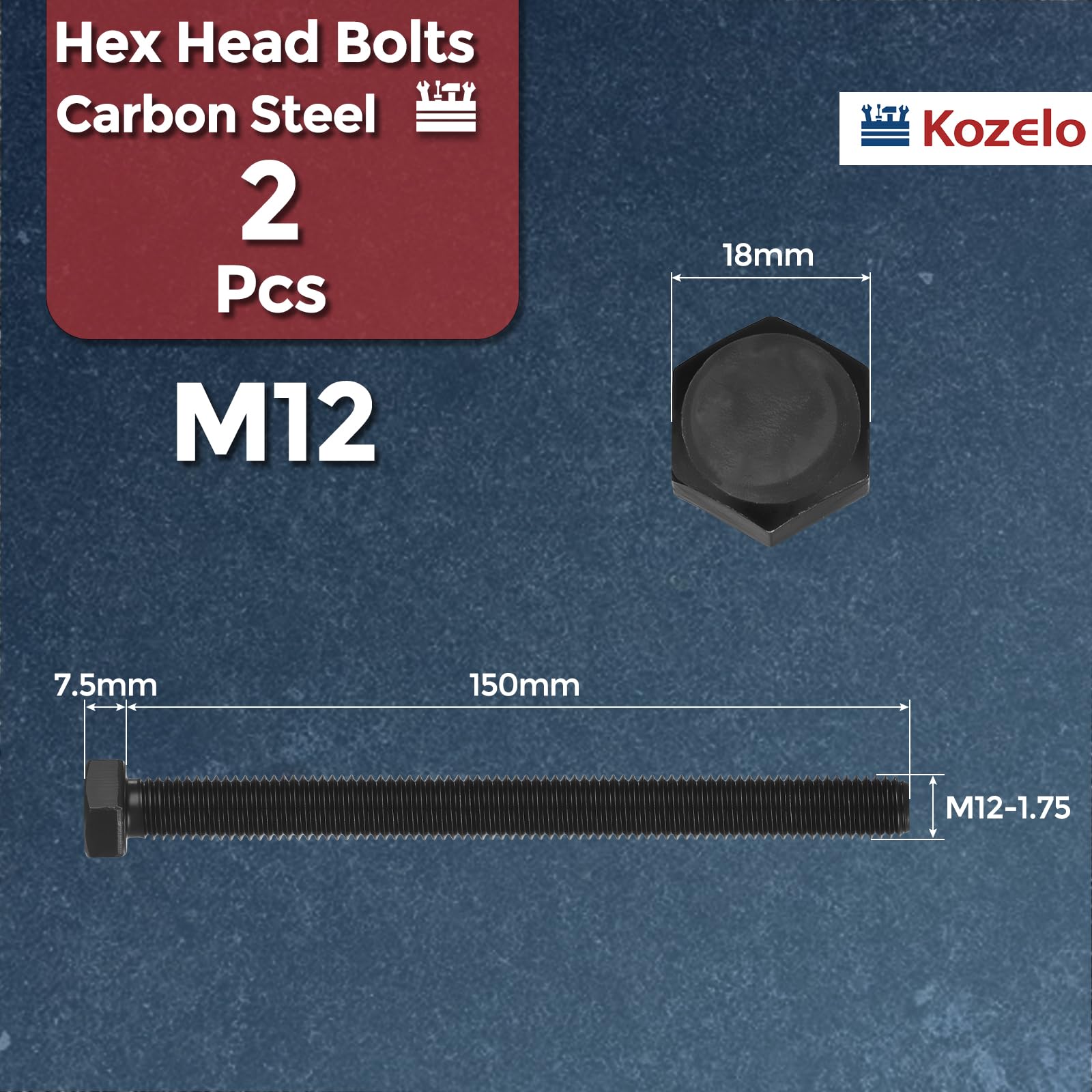 Kozelo 2 Pcs Hex Head Screws Bolts - Image 2