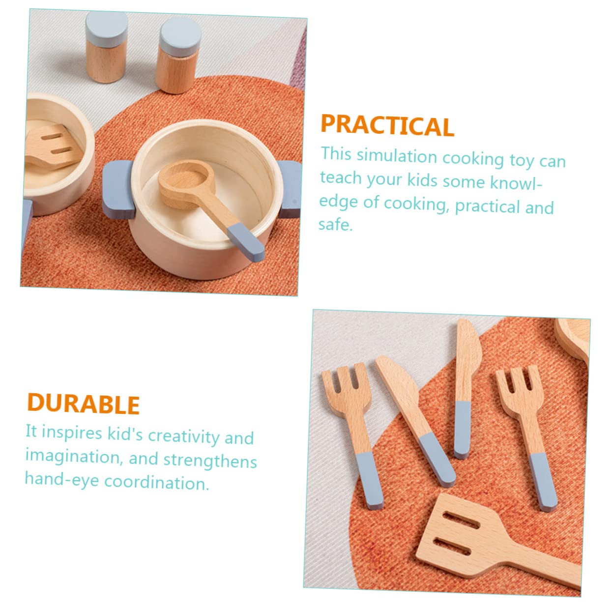 ERINGOGO Cocina de Juguete Infantil de Madera Utensilios Simulados para Juguete Educativo para Desarrollo y Juego Casa