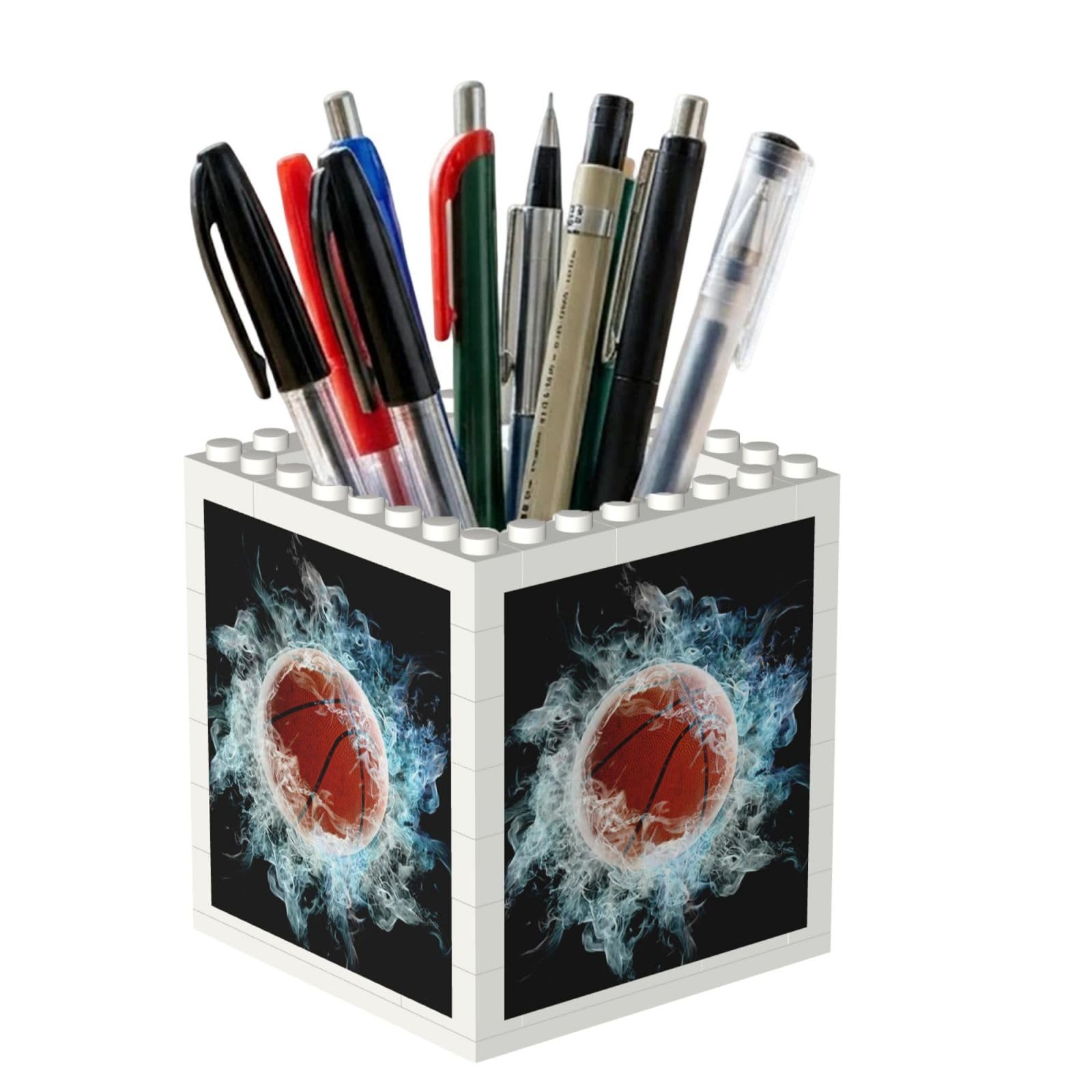 Poadnly Abstract Basketball, Pen Pot Pencil Holder for Office Home School, Compact Desk Organiser for Office Stationery