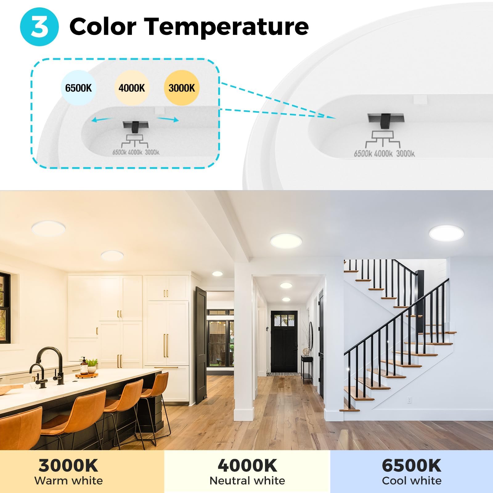 libtit 18CM Led Ceiling Light, 15W 1500LM Small Bathroom Lights - Image 3