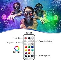 Vista 8 de Luces recargables sumergibles para piscina con mando a distancia, impermeables, carga subacuática, operadas por batería, controladas, 25 luces LED