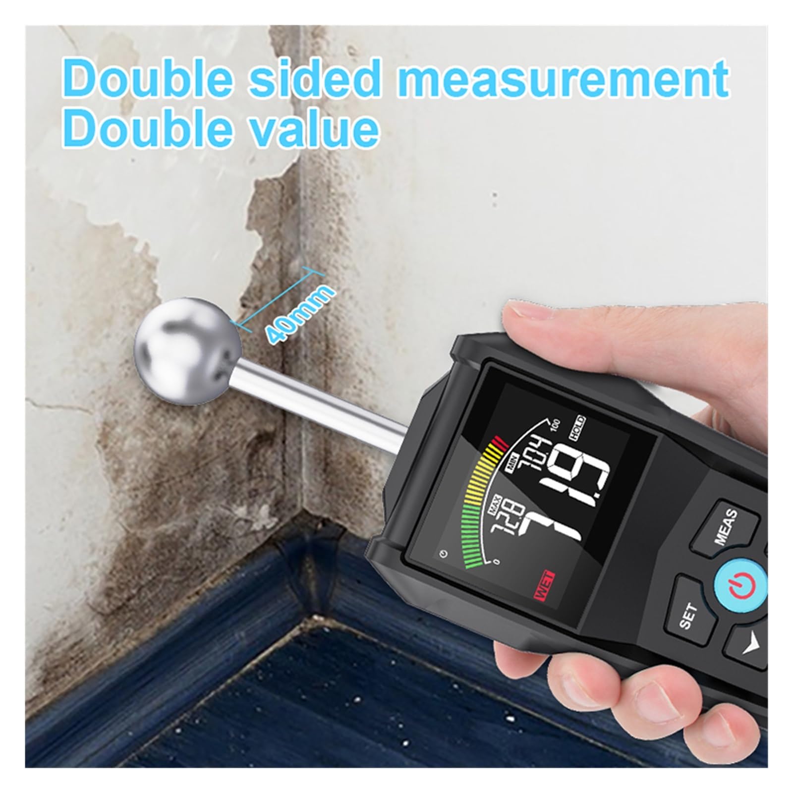 Misuratore di umidità del Legno Digitale Schermo LCD Igrometro Rilevatore legname Senza Contatto Allarme Tester Piccolo Errore