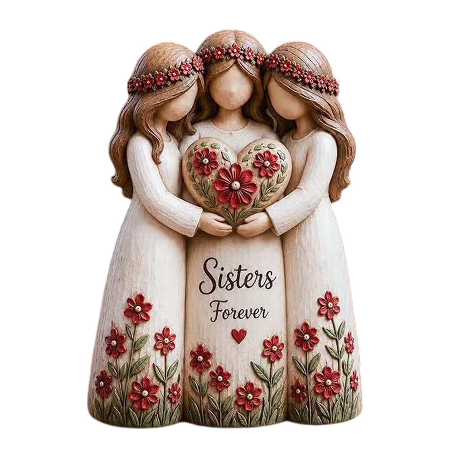 sugerou Sisterhood Statue - Resin Friendship Sculpture, Heartfelt Sister Gift Keepsake, Sisters Figurine, Cozy Home Decor Statue, Emotional Support Gift S B