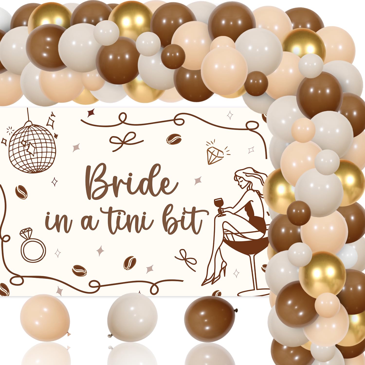 A Bride in a Tiny Bit Balloon Arch Kit Espresso Martini Themed Bachelorette Party Decor a Bride in a Tini Bit Backdrop Coffee Martini Balloon Garland Arch for Wedding Engagement Bachelorette Party