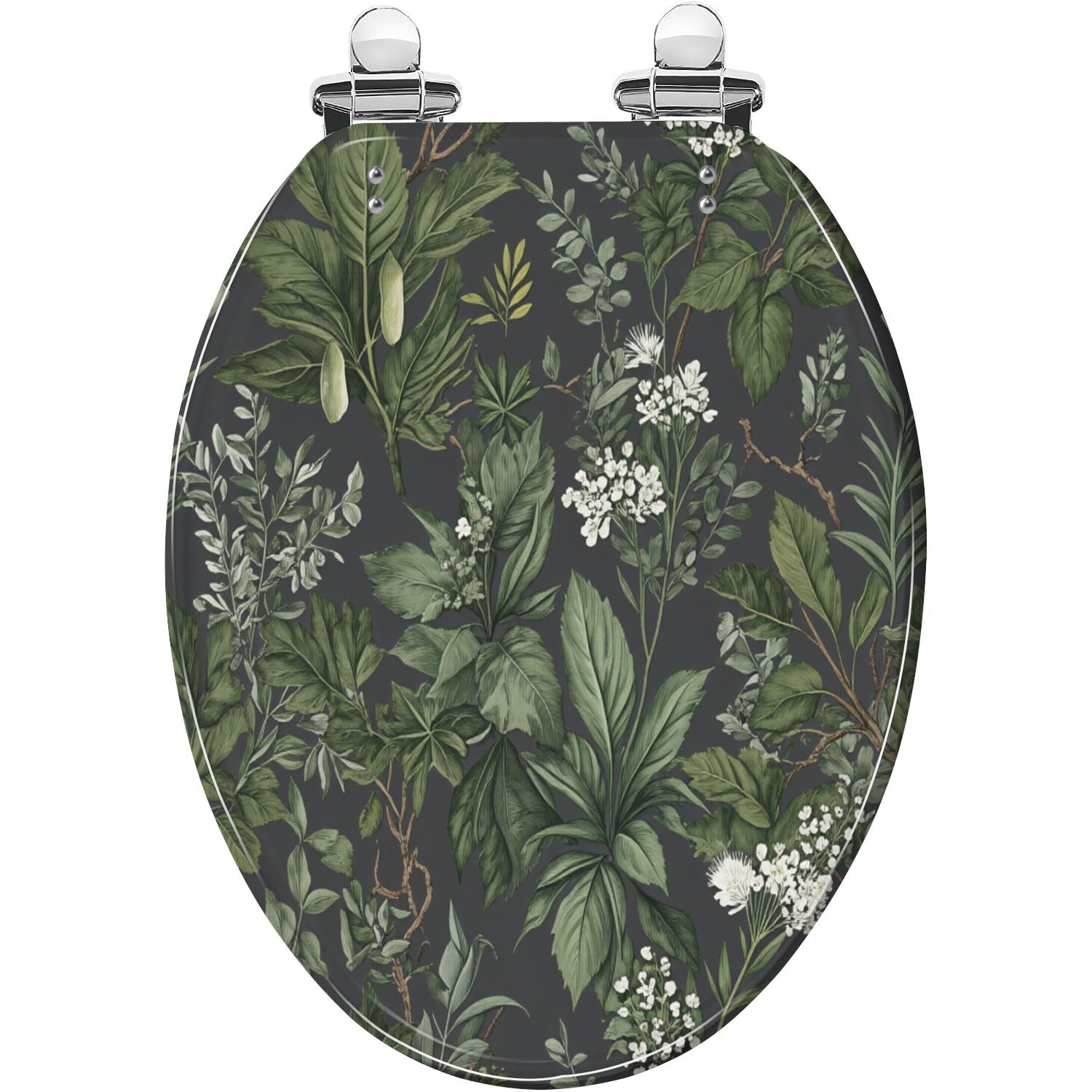 Asiento de inodoro alargado decorativo de resina para baño.