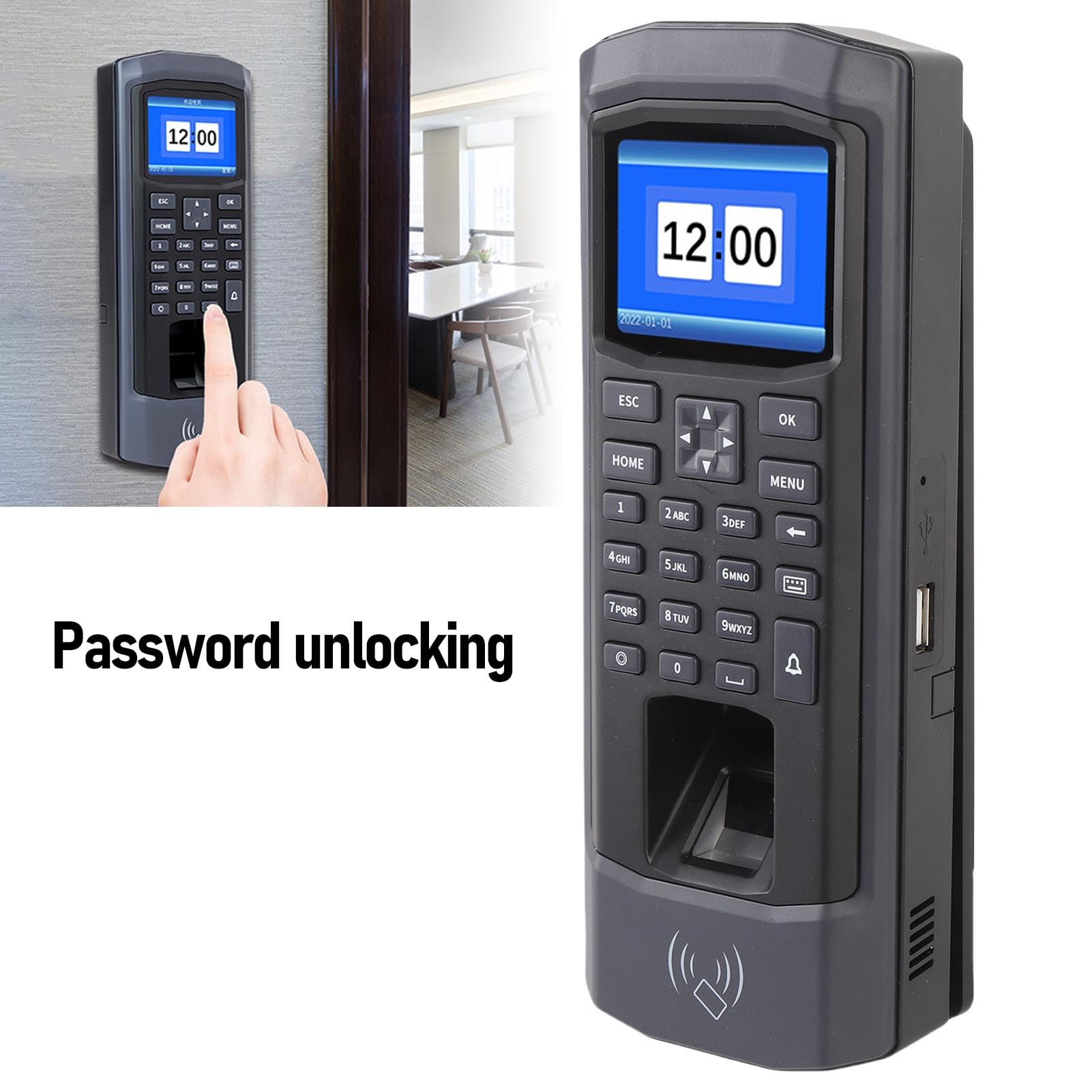 Asixxsix Time Clocks for Employees Small Business, Fingerprint Time Attendance Machine, Password/Fingerprint Access Control, Fingerprint Attendance Machine Time Attendance Clock
