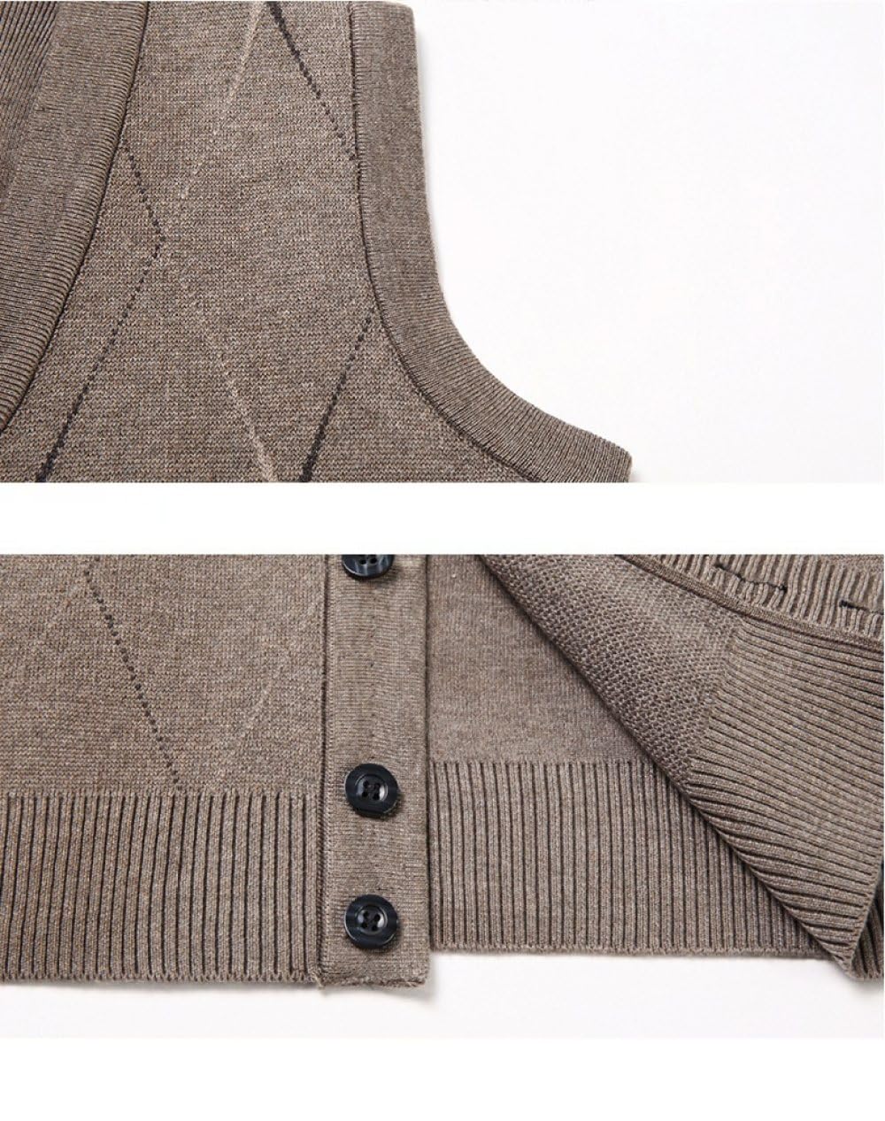 Strickweste Herren Ärmellos,Herren-Strickpullover Farbblock-Diamant V-Ausschnitt Ärmellose Strickjacke Mit Knöpfen Klassische Business-Strickweste Warme Strick-Tanktops Für Den Herbst Und Winter