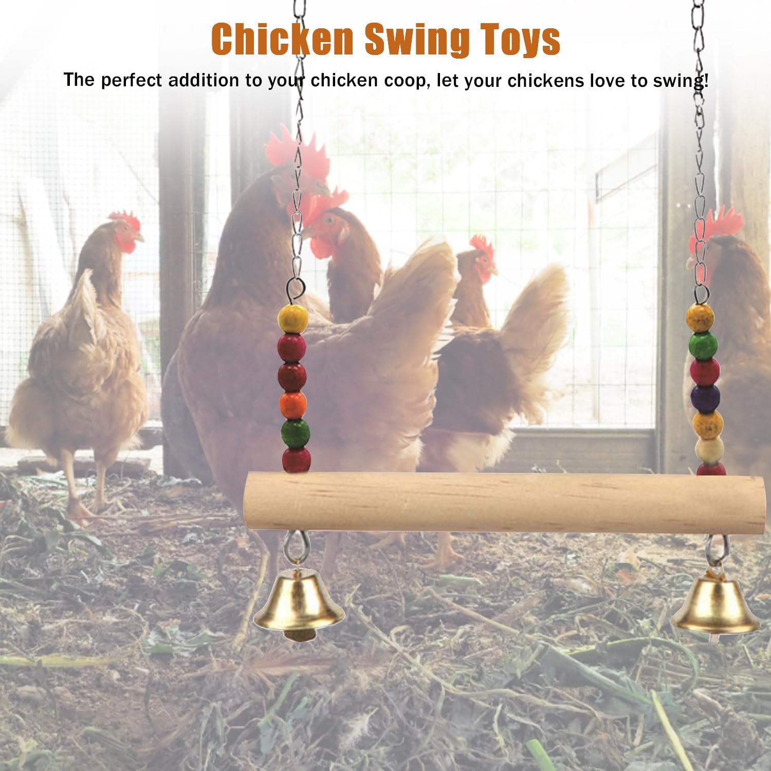 2 columpios de madera para pollo, juguete de perca para pájaros de pollo, soporte de madera natural para pollo, columpio hecho a mano para entrenamiento, accesorios de gallinero para pollo, loro