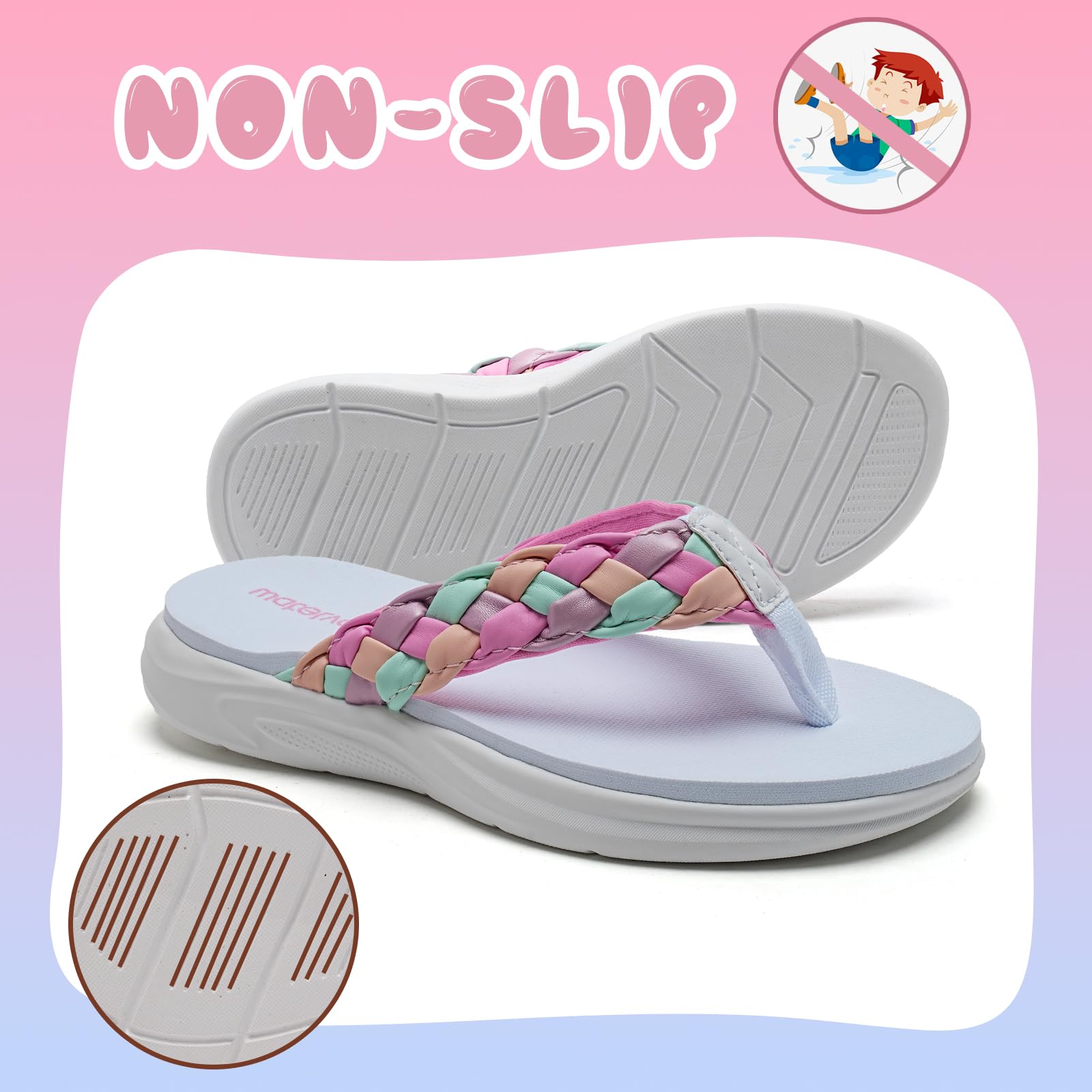 WateLves Chanclas para niñas suela gruesa, purpurina escamada, sandalias antideslizantes de verano