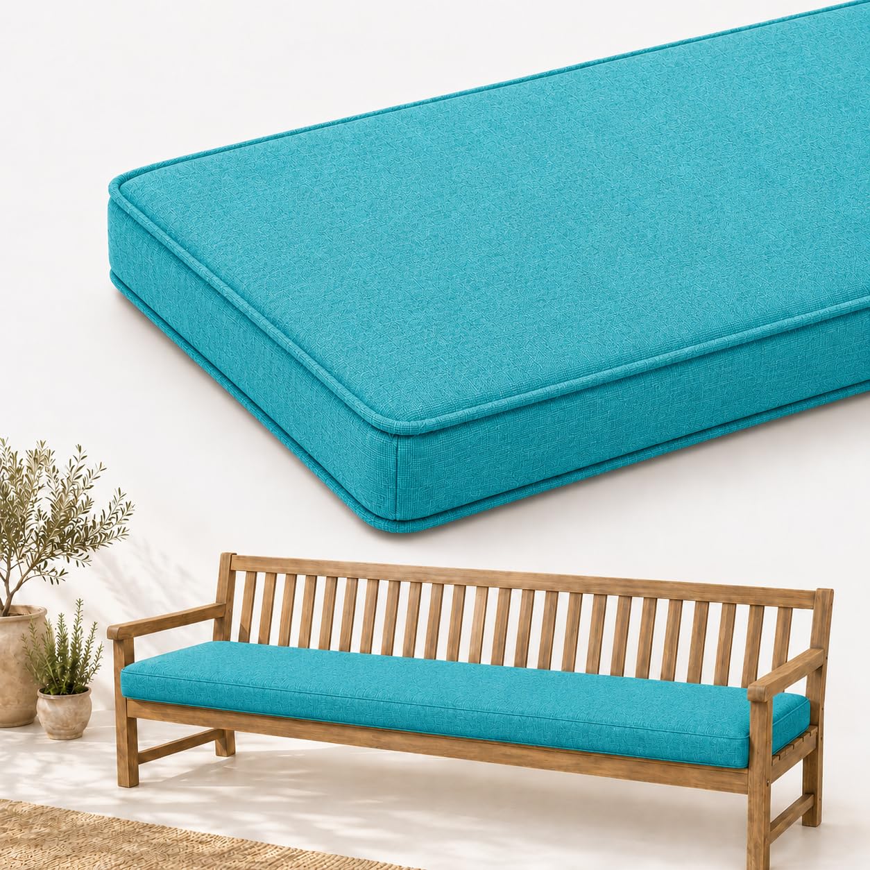 AZMAHT Linen Bench Cushion Indoor - Comfort Seat Pad for Dining Bench Window